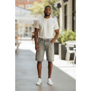 Halifax Jeans Shorts Mens‎ Light Grey Vintage Distressed Baggy Y2K Retro Size 38